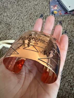 Engraved Copper Cuff Bracelet - native made Triangle Design